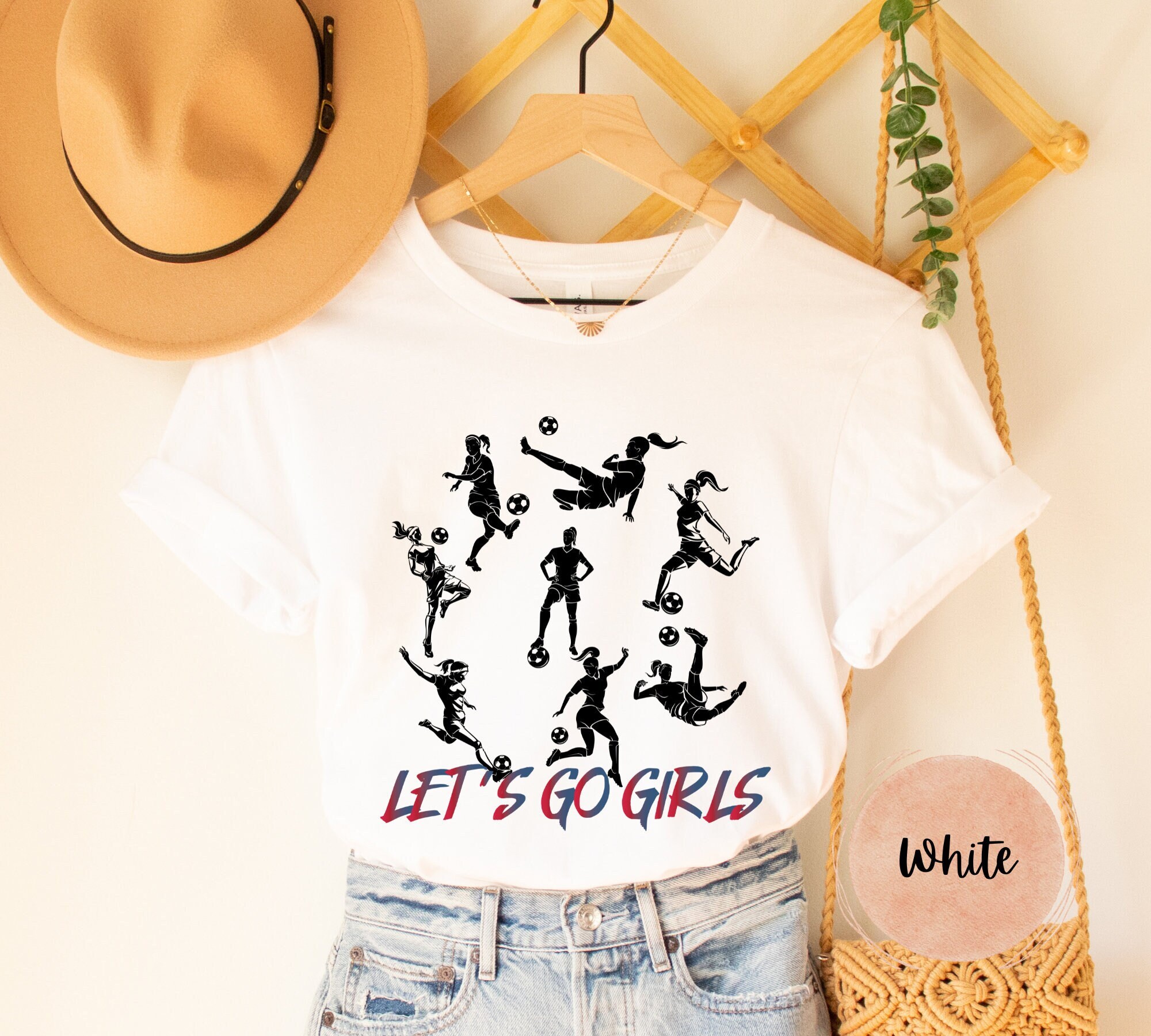 USA Women's Soccer Team Shirt - Let's Go Girls! American Flag 2023 World Cup Tee, Girl Power Supporter Champions America Soccer