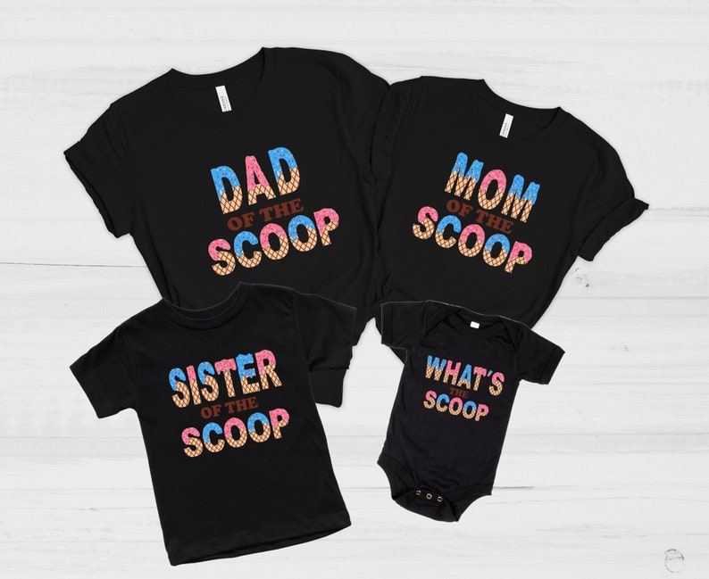 Custom 'Scoop' Gender Reveal Shirts: Ice Cream Family Matching Tees image 2