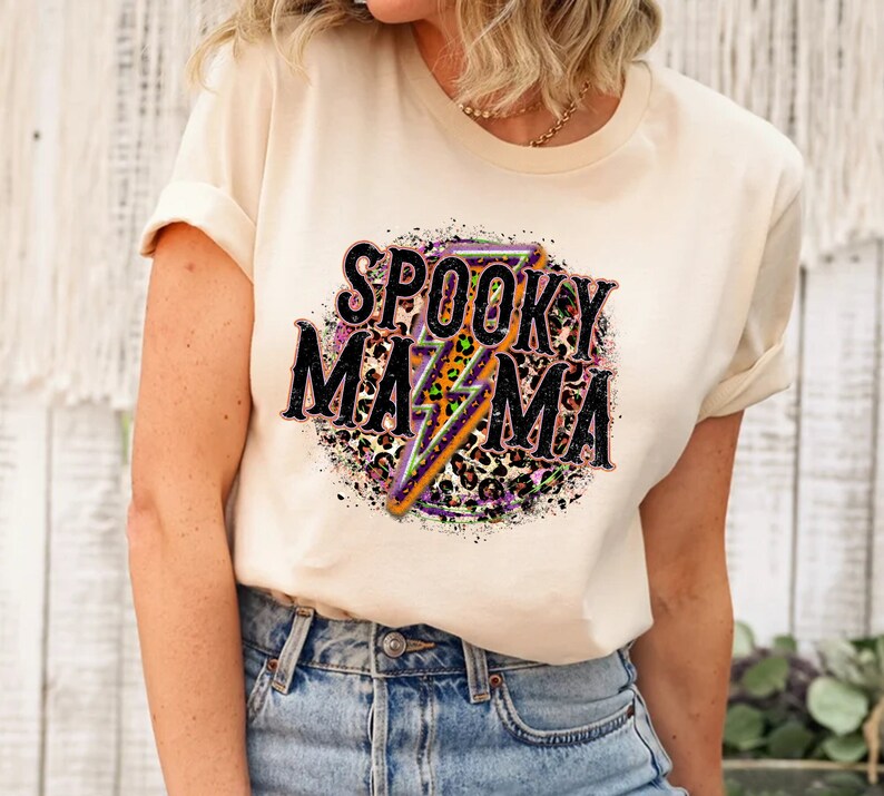 Retro Spooky Mama Shirt: Vintage Halloween Mom T-Shirt image 1