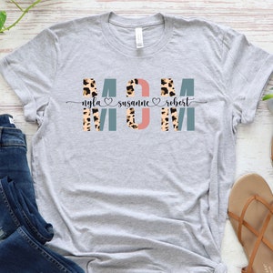 Personalized Leopard Print Mom Shirt With Kids Names image 3