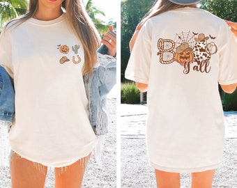 Howdy Boo Y'all Halloween Tee: Retro Cowboy Girl Comfort Colors Shirt