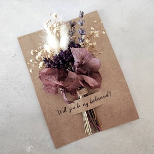Personalisierter Trockenblumenstrauß | Kundenspezifische Hochzeitsbevorzugungen l Brautjungfern-Boxen | Bridesmaid Gifts Box l Bridesmaid Proposal Flower Card