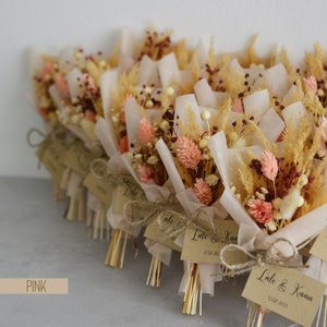 Mini bouquet essiccati / Bomboniere personalizzate per gli ospiti / Fiori conservati fatti a mano / Decorazioni per matrimoni boho / Magnete floreale in miniatura