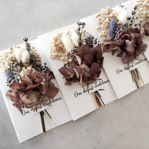 Condoleancegeschenkdoos l Bloemenkaart met doos l Gepersonaliseerde herdenkingsgift l Gedroogd mini-bloemboeket | Bloemen sympathie cadeaubon