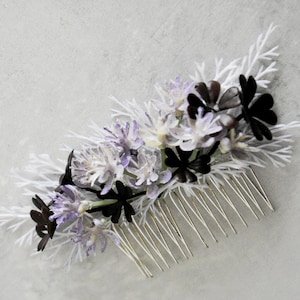 Purple Bridesmaid Flower Comb and Earrings | Bridal Hair Comb | Bridesmaid Hair Accessories | Bridal Shower Headpieces | Wedding Set
