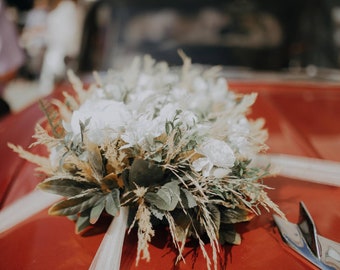 Fiocco Per Auto Da Sposa Con Rose Simulate | Decorazione Matrimonio Auto, Lungo 36 Cm, Colorato
