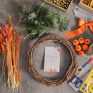 DIY Fall Wreath Kit, Autumn Door Wreath Making Kit with Video Tutorial