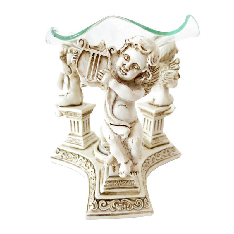 Brûleur d'huiles Essentielles, d'encens, de Fondants en Polyrésine 3 Anges