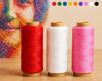 Custom 3-Color String Art Thread Set, 5000m Spools for Portraits, Nail Art, DIY Crafts