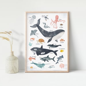 Kunstdruck Din A4 Walherde Im Meer – Aquarell-Motiv Für Badezimmer, Wohnzimmer Oder Als Geschenk