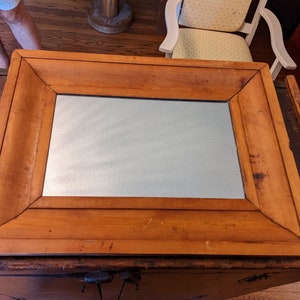 Antique Early American Primitive Wood Framed Ogee Wall Mirror