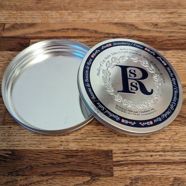 Rosebud Perfume Co. Set of 3 Lip Balm 5" Round Empty Metal Tin