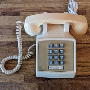 Vintage Plug in Wall Phone Push Button Beige
