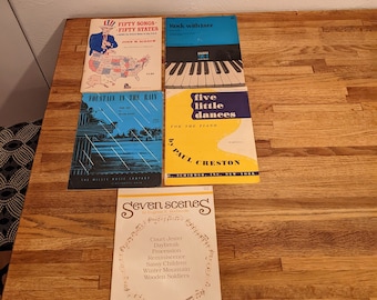 Vintage Set of 5 Intermediate Piano Sheet Music