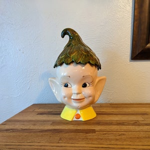 Vintage Hand Painted Pixie Elf Cookie Jar
