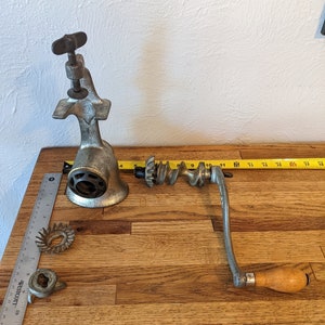 Victoria Meat Grinder #10 with Table Clamp, Tinned Cast Iron