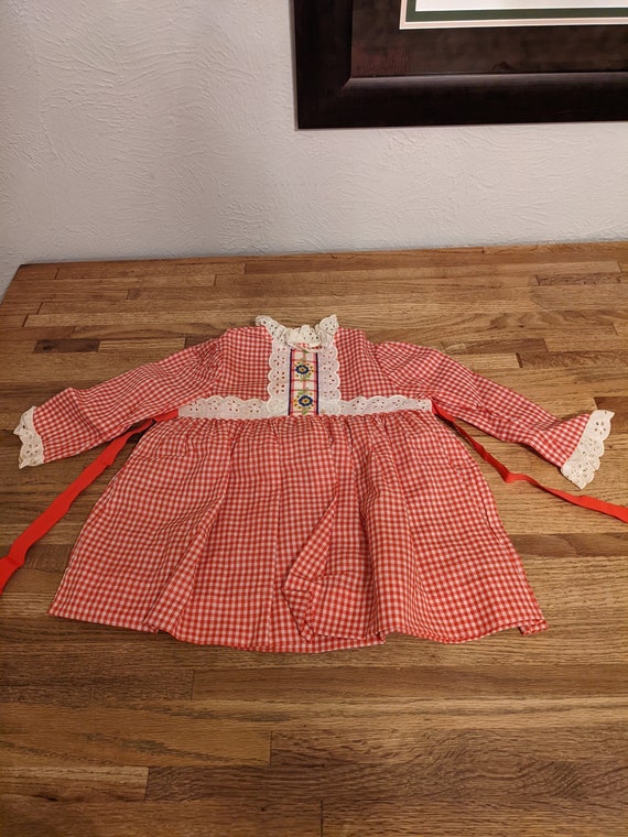 Vintage 1970s Child's Red and White Gingham Dress… - image 1