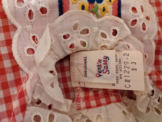 Vintage 1970s Child's Red and White Gingham Dress… - image 7