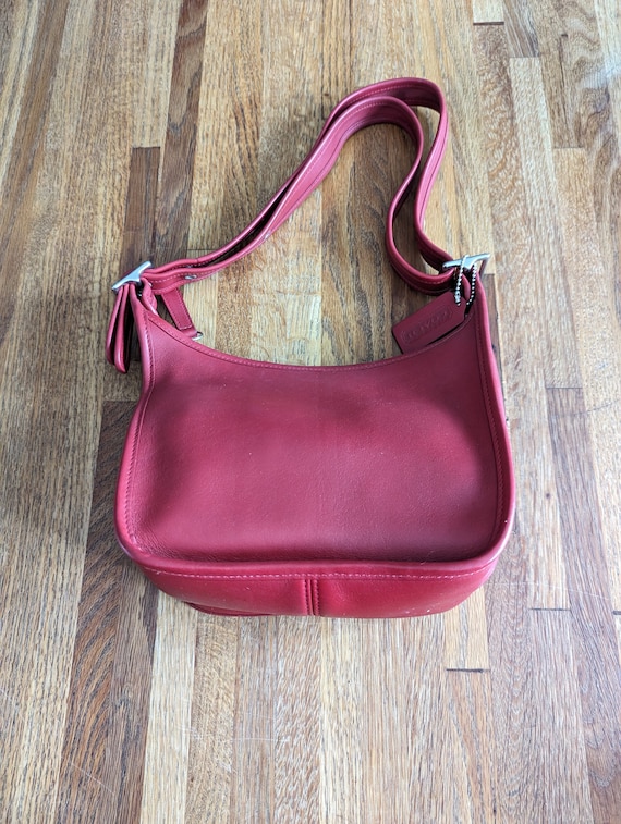 Vintage Coach Red Handbag Leather Sliver Hardware 