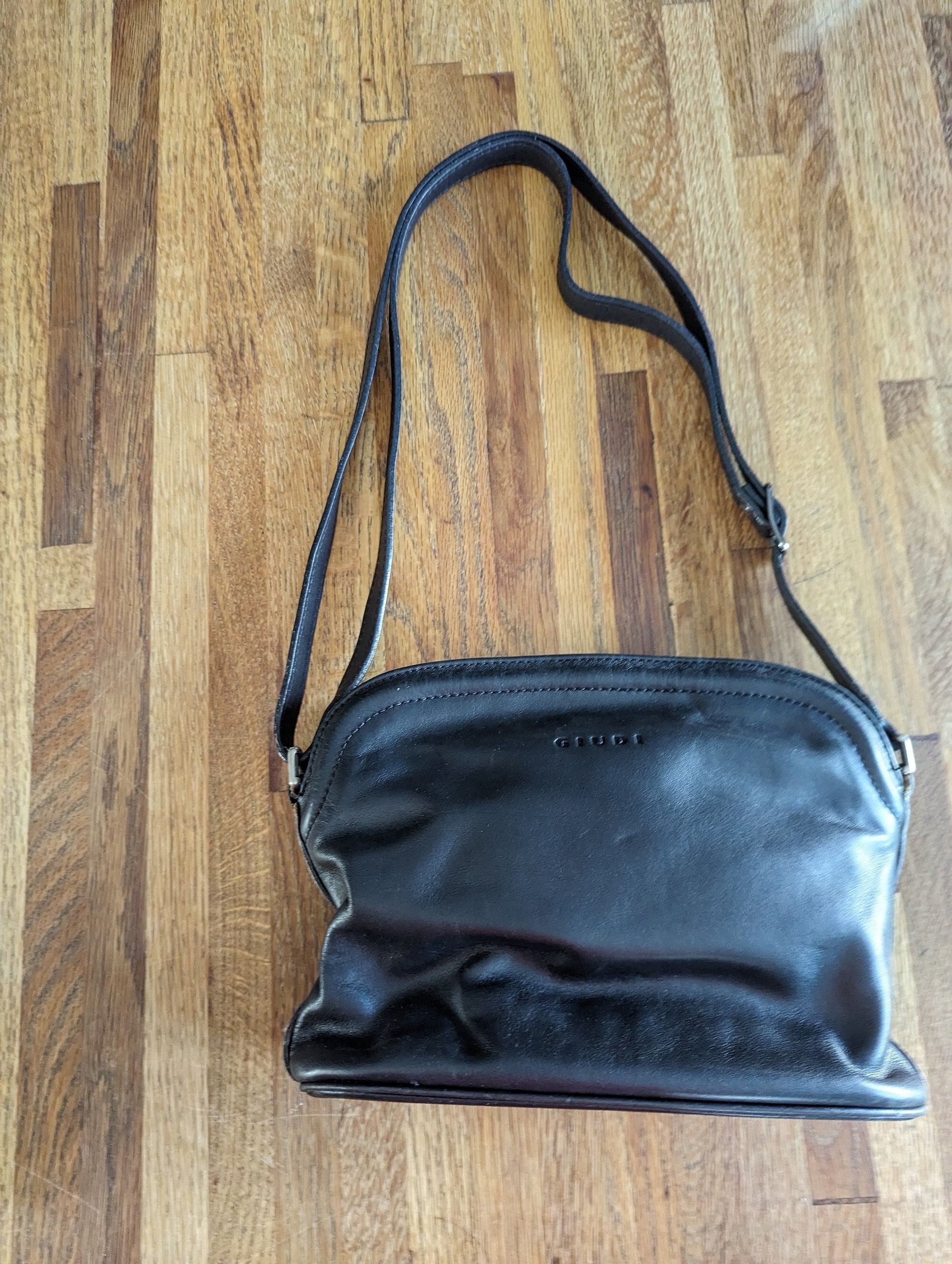 Giudi Classic Vintage Italian Genuine Leather Crossbody Purse Black Soft Med Size Etsy