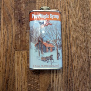 Cute Maple Syrup Tin with Screw Top Empty