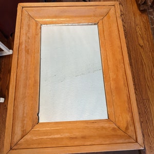 Antique Early American Primitive Wood Framed Ogee Wall Mirror