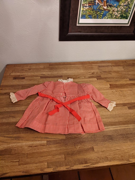 Vintage 1970s Child's Red and White Gingham Dress… - image 5