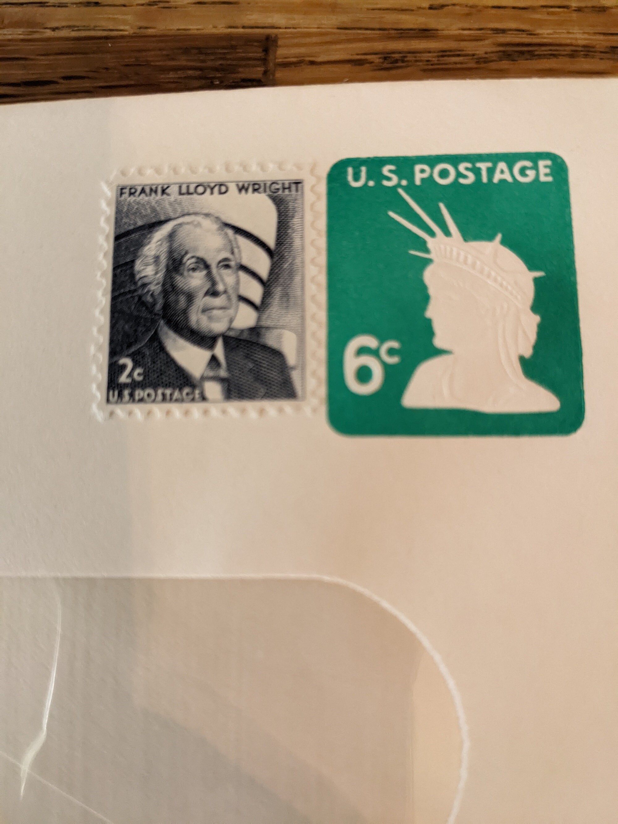 Frank Lloyd Wright Two Cent Stamps 6 and Statue of Liberty Six Cent