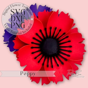 Poppy Paper Flower | Paper Flower Tutorial | Paper Flower Template | DIY Paper Flowers | Mini Paper Flowers