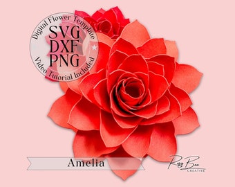 Amelia Papierblume | Papierblumen Anleitung | Papier Blumen Vorlage | DIY Papierblumen | Mini-Papierblumen