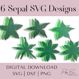 Modèles SVG sépale fleur en papier | Feuilles de sépales SVG | La base de la tige pour les fleurs en papier | Fichiers de découpe pour Cricut