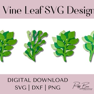 Paper Vine Leaves SVG Vine Leaf Templates Cut Files for Cricut image 2