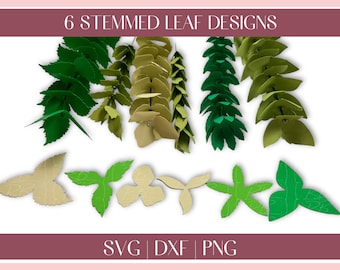 Stemmed Leaf Templates SVG: Paper Foliage Cut Files (Digital Download)
