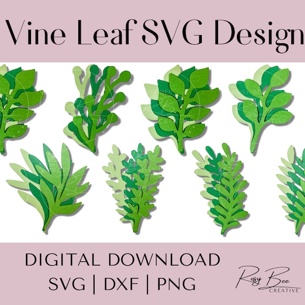 Paper Vine Leaves SVG | Vine Leaf Templates | Cut Files for Cricut