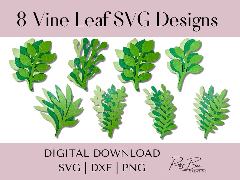 Paper Vine Leaves SVG Vine Leaf Templates Cut Files for Cricut image 1