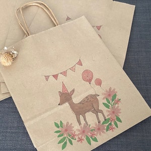 Kindergeburtstag Mitgebsel, Geschenktüten, rosa, give away, Mädels, Reh, Blumen, Sommer, Set