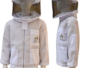 Beekeeping Ventilated Jacket Three Layer Mesh Ultra Round Veil In White Colour