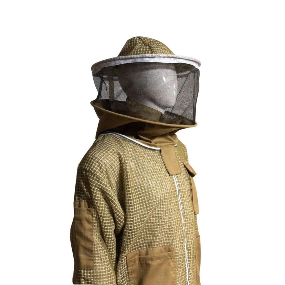 Bee Proof Beekeeping Pants - Ventilated 3-Layer Mesh Sting Protection With Leg Zippers (2X-Large, White)