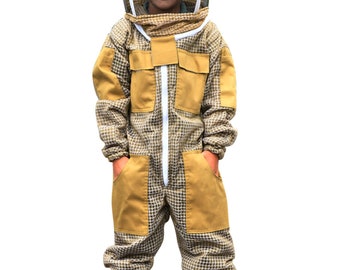 Beekeeping Ventilated Suit for Kids or ChildFS In Khaki And White Colours