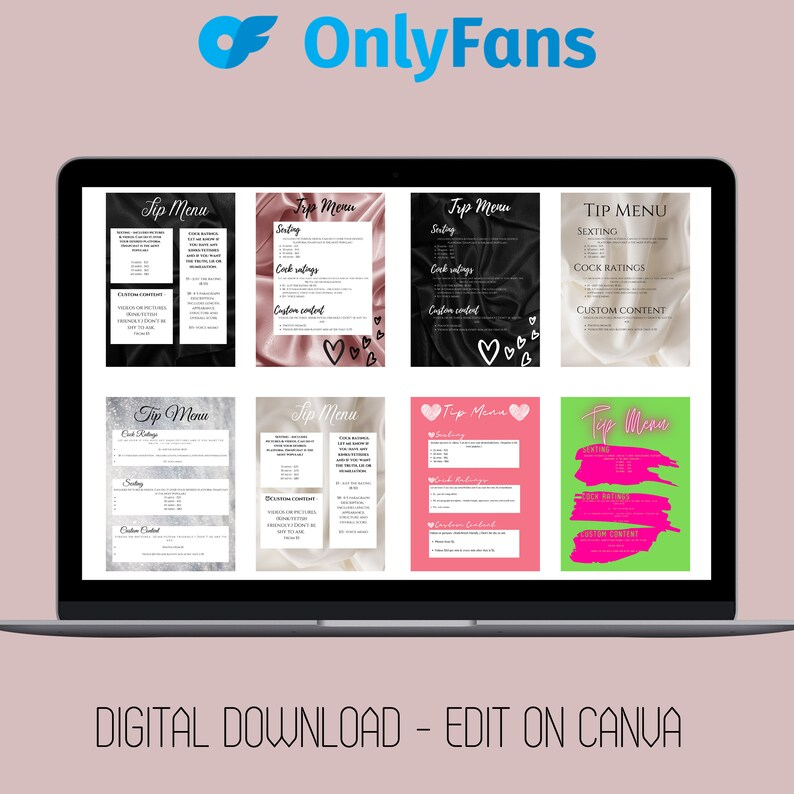 OnlyFans Tip Menu | Good for Fansly, OnlyFans & other sexual explicit sites | Edit in Canva | Instant Download 