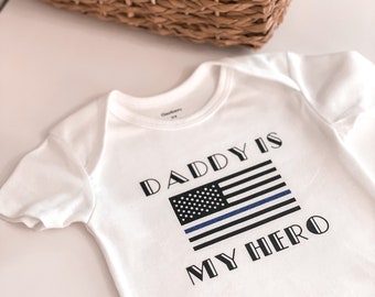 Daddy is my Hero Police Officer Baby Onesie® | Police Baby Gift | Police Baby Announcement | Law Enforcement Baby Gifts |