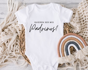 Padrinos Proposal in Spanish Bautizo | Padrino Gift | Godparent Proposal | Godparent Gift | Quieren Ser Mis Padrinos onesies®  |