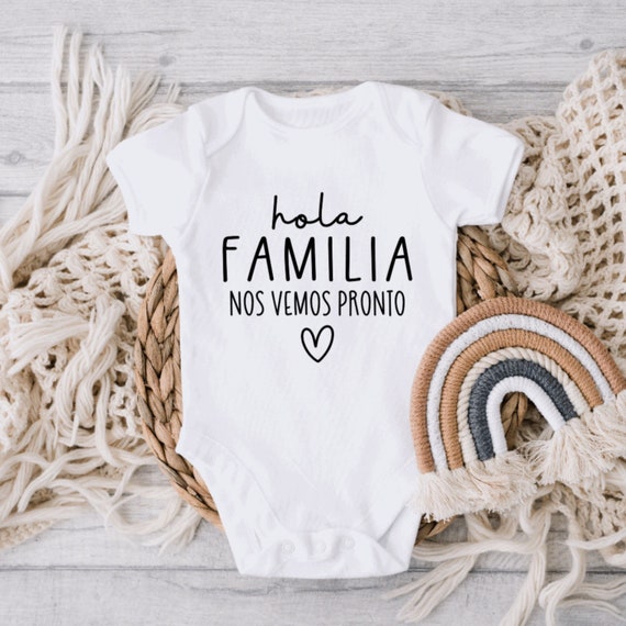 Anuncio de embarazo Hola Familia Onesie® / Anuncio de embarazo en español /  Anuncio de embarazo para abuelos / -  México