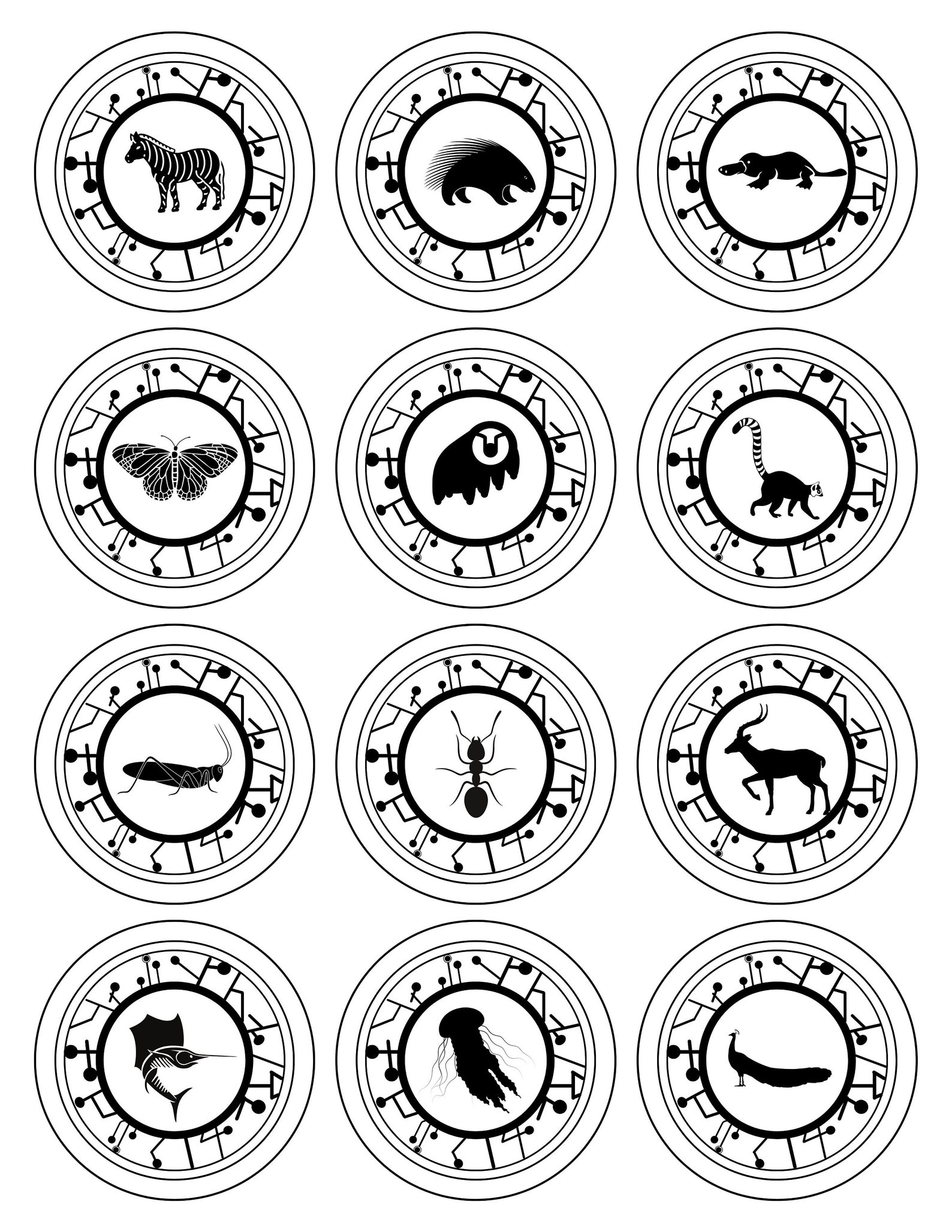 Coloring Sheets - "creature Power" Discs (inspired), 2.5" PRINTABLE ...