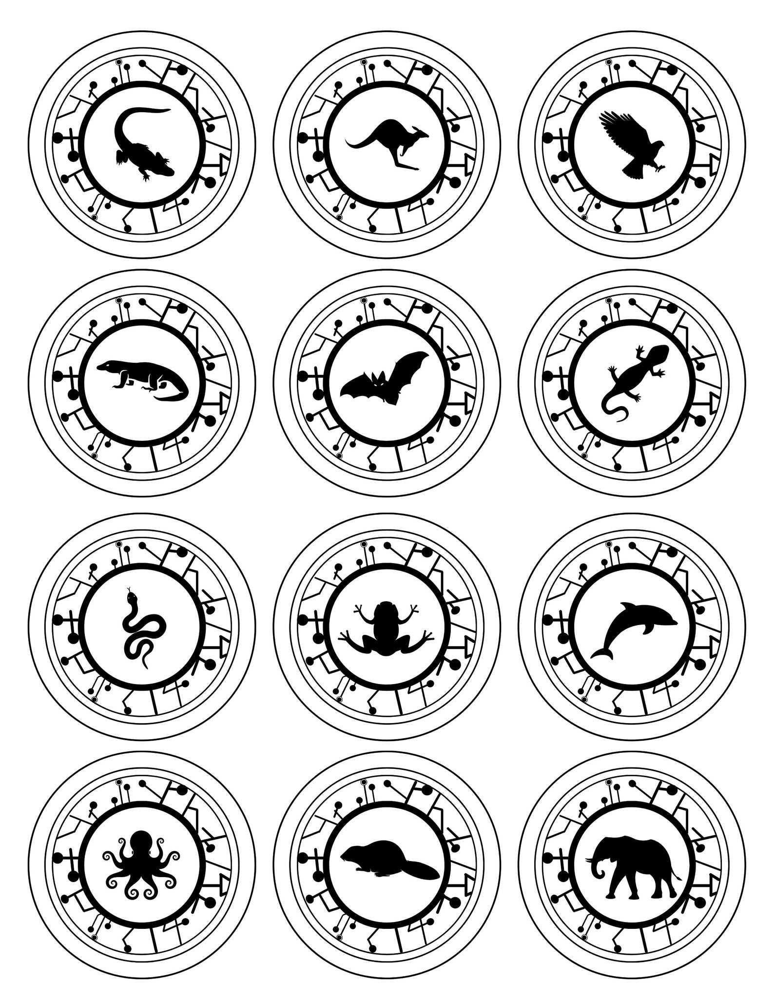 Coloring Sheets - "creature Power" Discs (inspired), 2.5" PRINTABLE ...