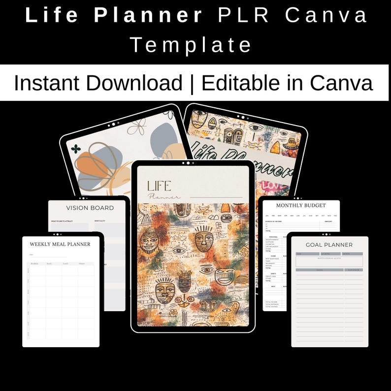 Editable Life Planner Canva Template | Resell Rights (digital Download ...
