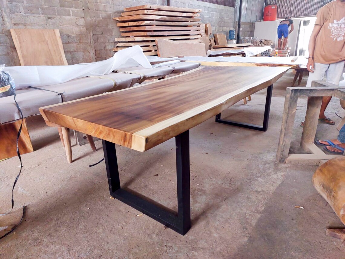 Live Edge Dining Table Suar Wood / Monkeypod Accent Home Etsy