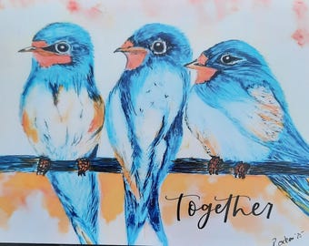 Birds - Vögel together