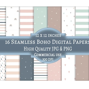 Boho Doodle Art, nahtloses digitales Papier, Boho Muster, digitales Papier, sofortiger Download, Scrapbook Papier, kommerzielle Nutzung, Pastell Clipart