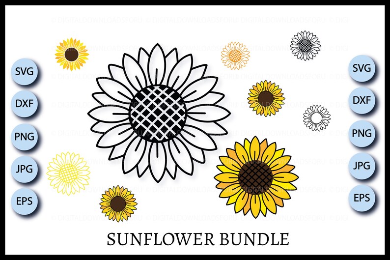 Sunflower Bundle SVG or Clipart Sun Flower Png Cut File - Etsy